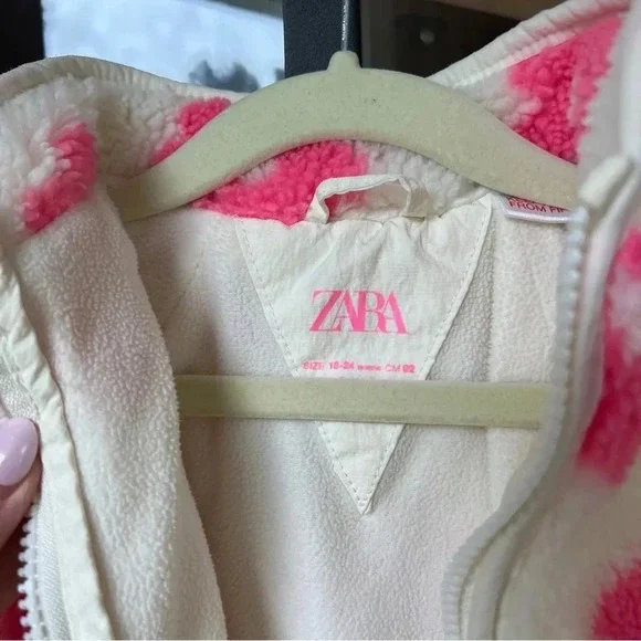 Zara Kids fleece jacket zip up floral neon groovy Sherpa pockets toddler girl